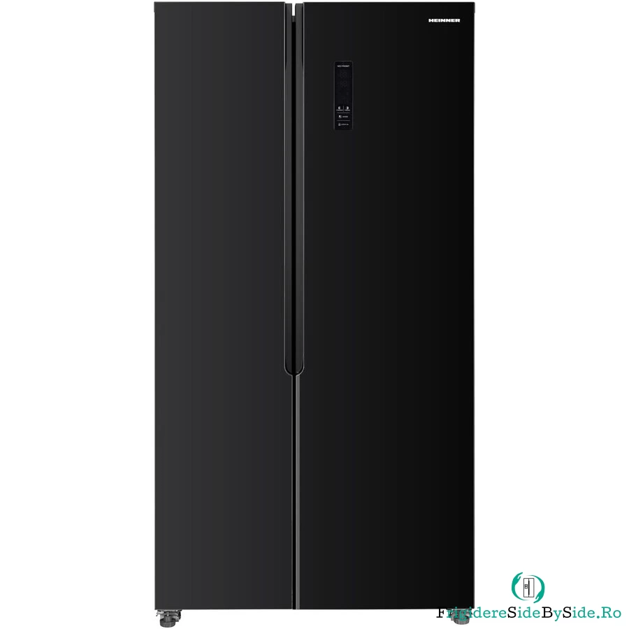 HEINNER Side by side Heinner HSBS-HM422NFGBKE++, 442 l, No Frost, Clasa E, Display, Smart, H 176.5 cm, Sticla neagra la 3,097.99 lei ron
