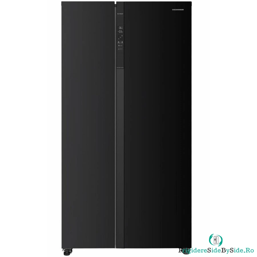 HEINNER Side by side Heinner HSBS-HM532NFBKE++, 532 l, Full No Frost, Clasa E, Display LED tactil, Smart, Eco, Alarma usa deschisa, H 177 cm, Negru