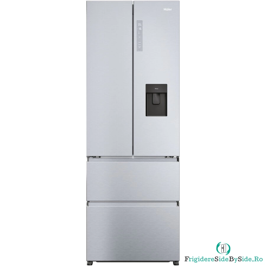 HAIER Side by side French Door Haier HFR5720EWMG, 477 l, Total No Frost, Clasa E, Air Surround, Humidity Zone, My Zone, Top Led, Dispenser apa, H 201 cm, Argintiu