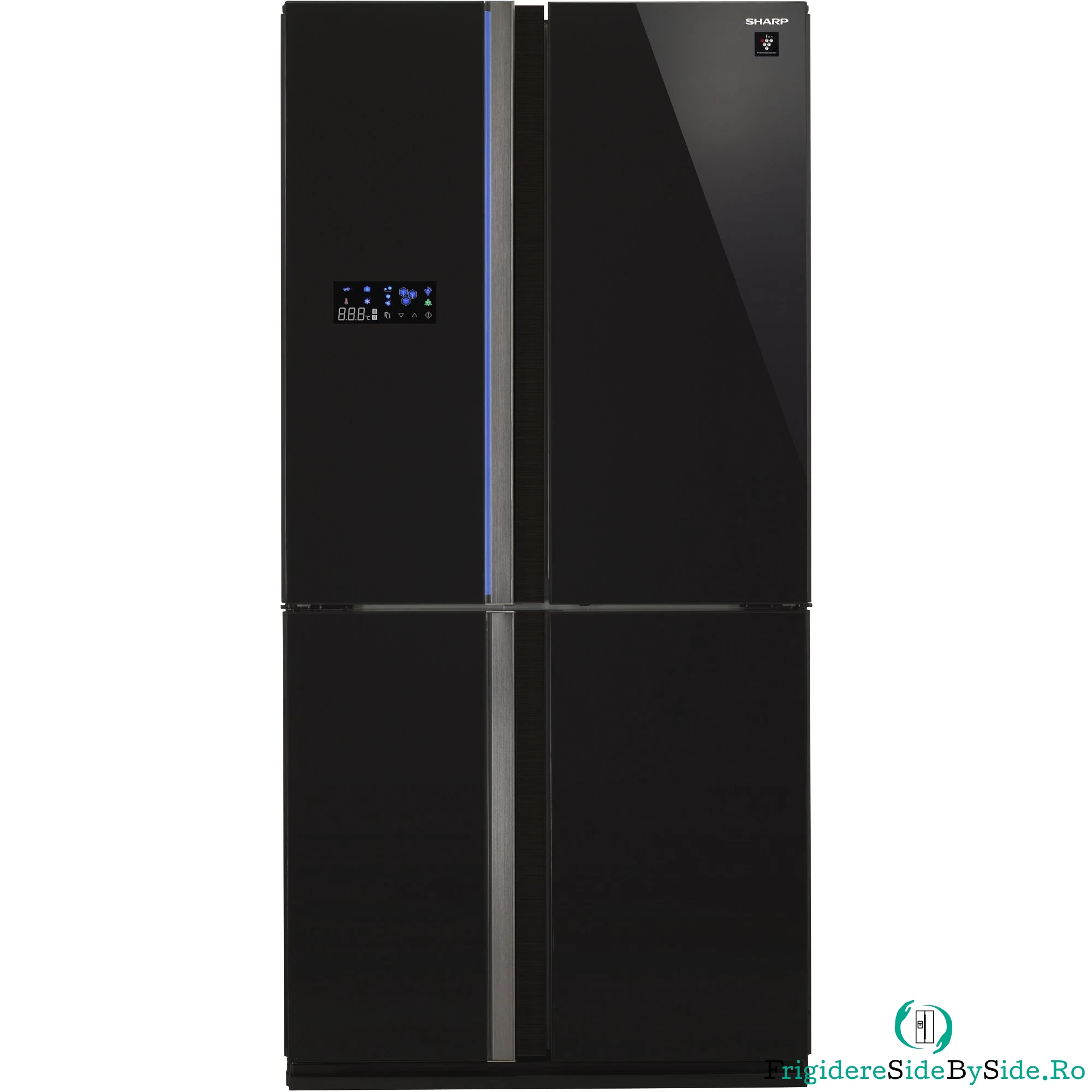 Side by side Sharp SJFS810VBK, 600 l, Clasa A+, Ioni Plasmacluster, Sticla Neagra la 11,999.99 lei ron