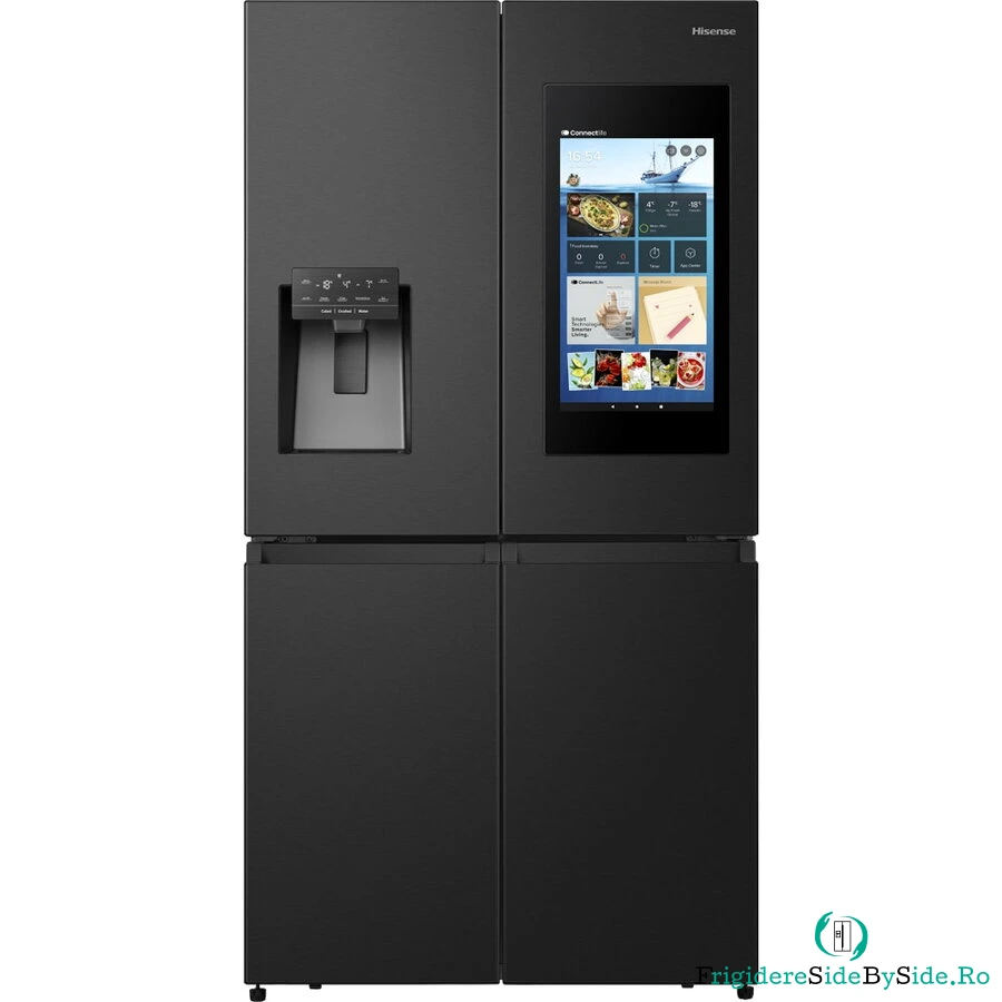 HISENSE Frigider Congelator Hisense RQ760N4IFE, Side-by-Side,Total No Frost, 577 l, H 178.5 cm, Clasa E, Dozator apa, Wi-Fi, negru